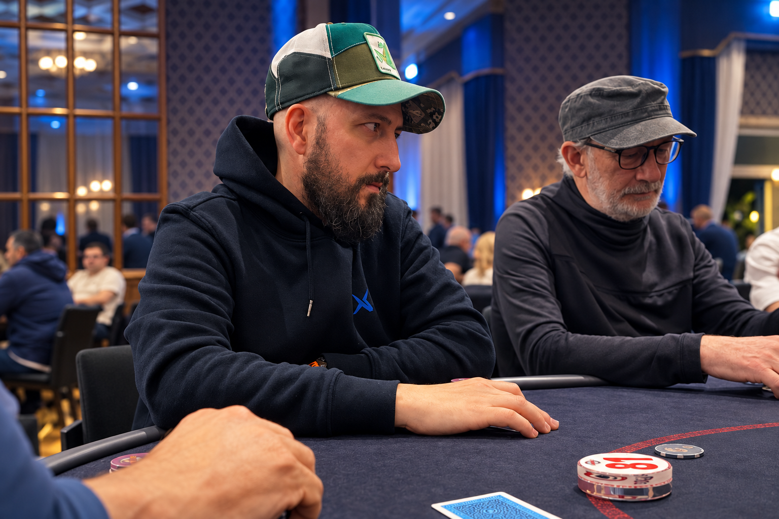 Andrea Lapini durante un torneo di poker live
